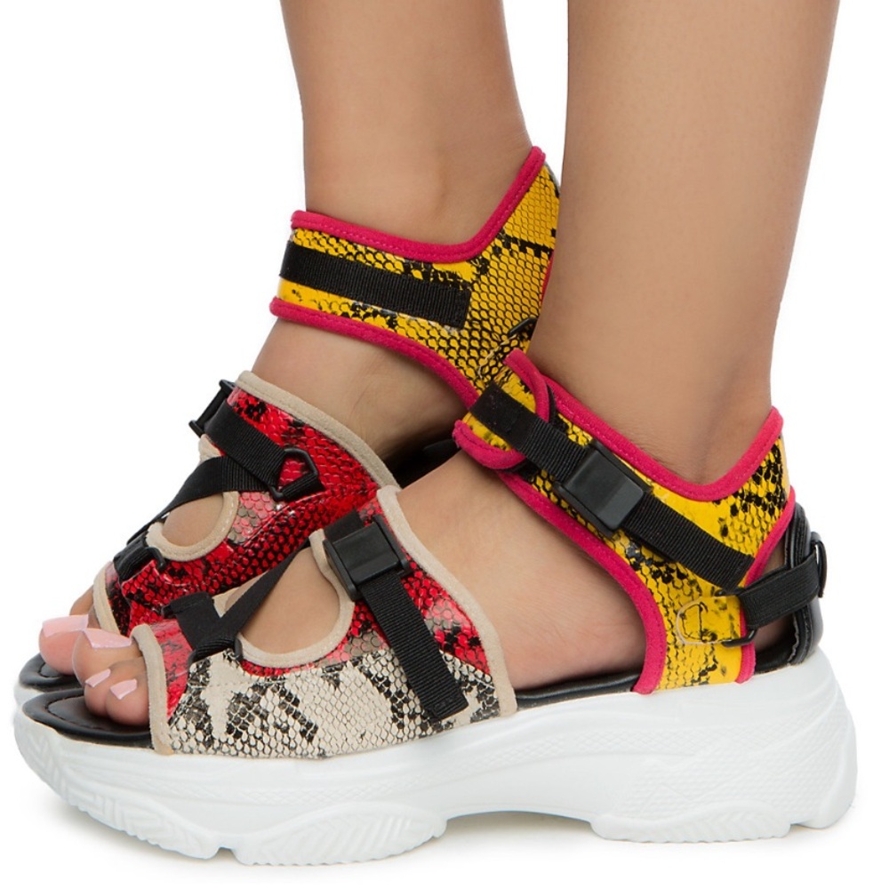 Cape Robbin Chunky Snake-Print Platform Sandals—Strut Wild Sz 9